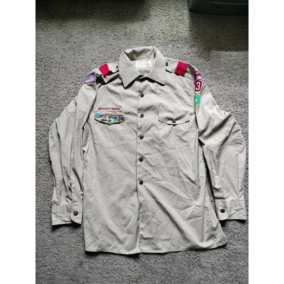 Boy Scouts Of America Mens Long sleeve Button Up Shirt No Size FITS LIKE LARGE - Picture 1 of 8